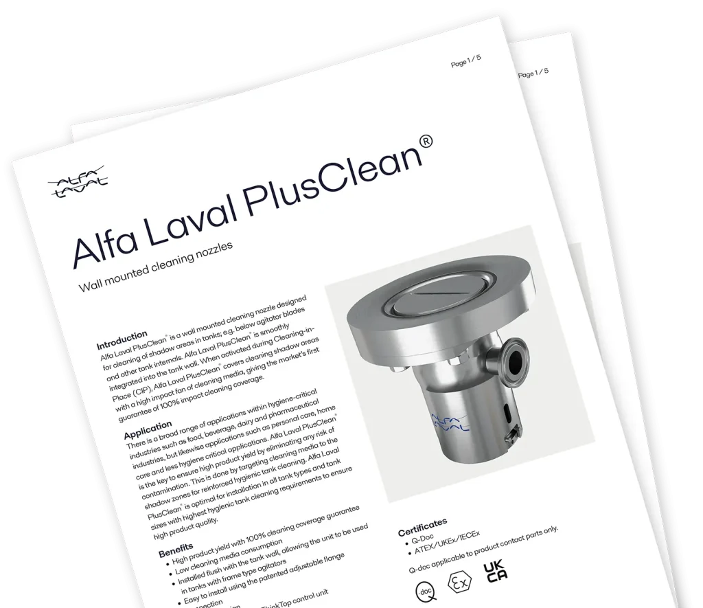 PlusClean specification sheet