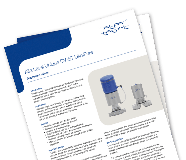 Alfa Laval Unique DV-ST UltraPure Product Leaflet